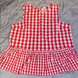 Gingham sleeveless blouse